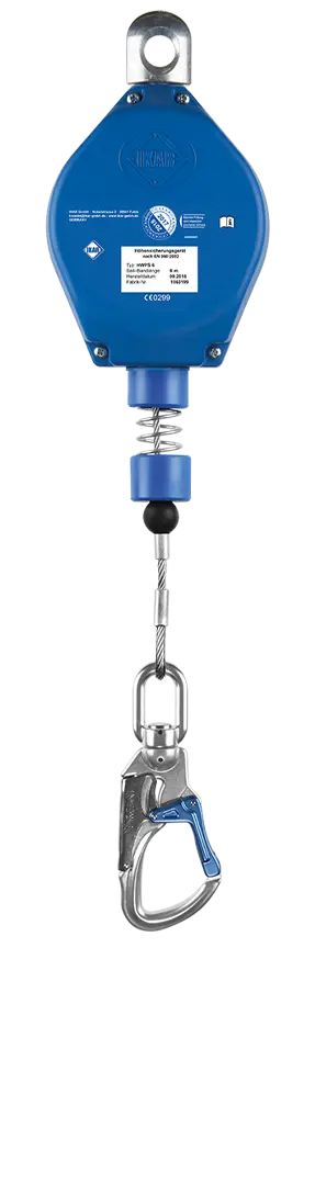 Höhensicherungsgerät mit Stahlseil und interner Falldämpfung - HWS
