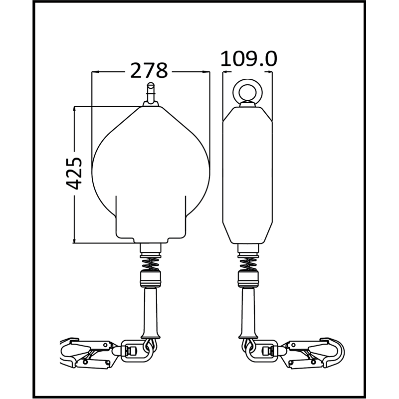 LONY - Synthetisches Seil, Absturzsicherung mit automatischem Rückzug 18 m